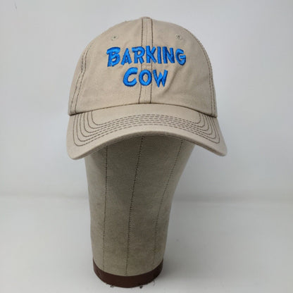 Barking Cow Slideback Hat Beige Tan Adjustable Embroidered Logo