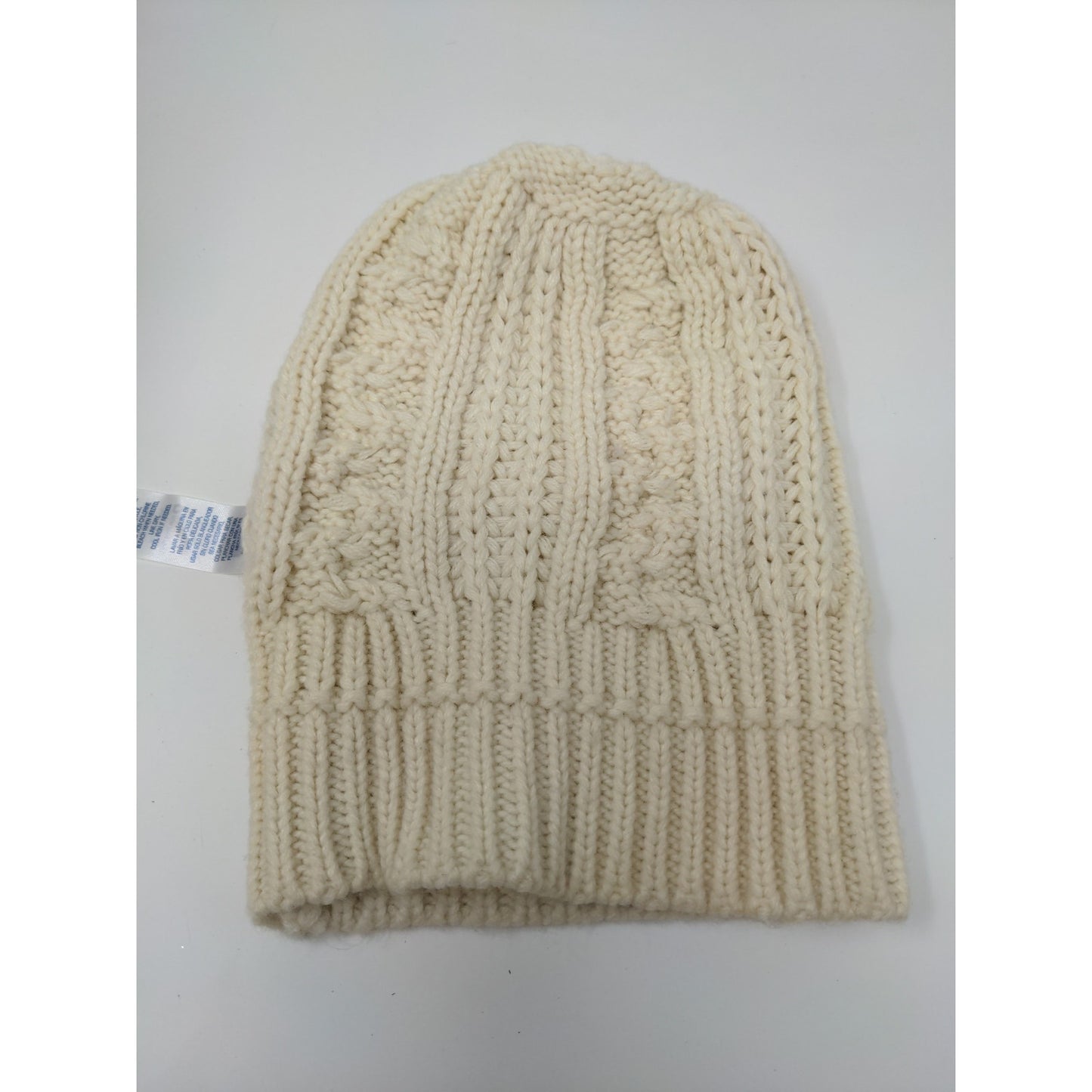 K Accessories Cable Knit Beanie Hat Cream 100% Recycle Material