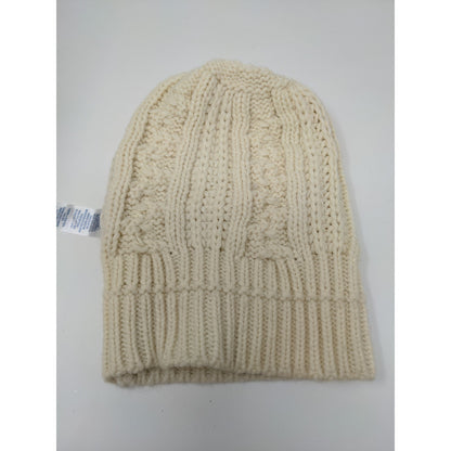K Accessories Cable Knit Beanie Hat Cream 100% Recycle Material