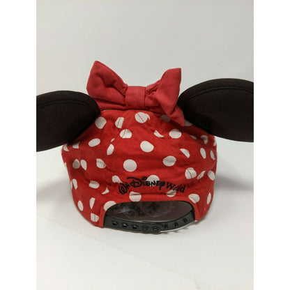 Walt Disney World Girls Youth Minnie Mouse Hat Cap Red Ears Bow Polka Dots