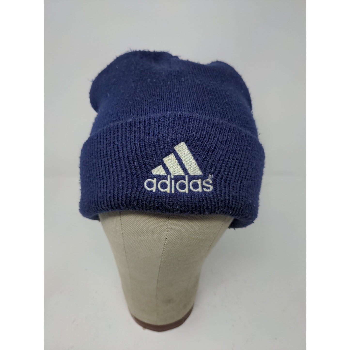 Adidas Men's Knit Beanie Hat Embroidered Logo Spell Out Blue