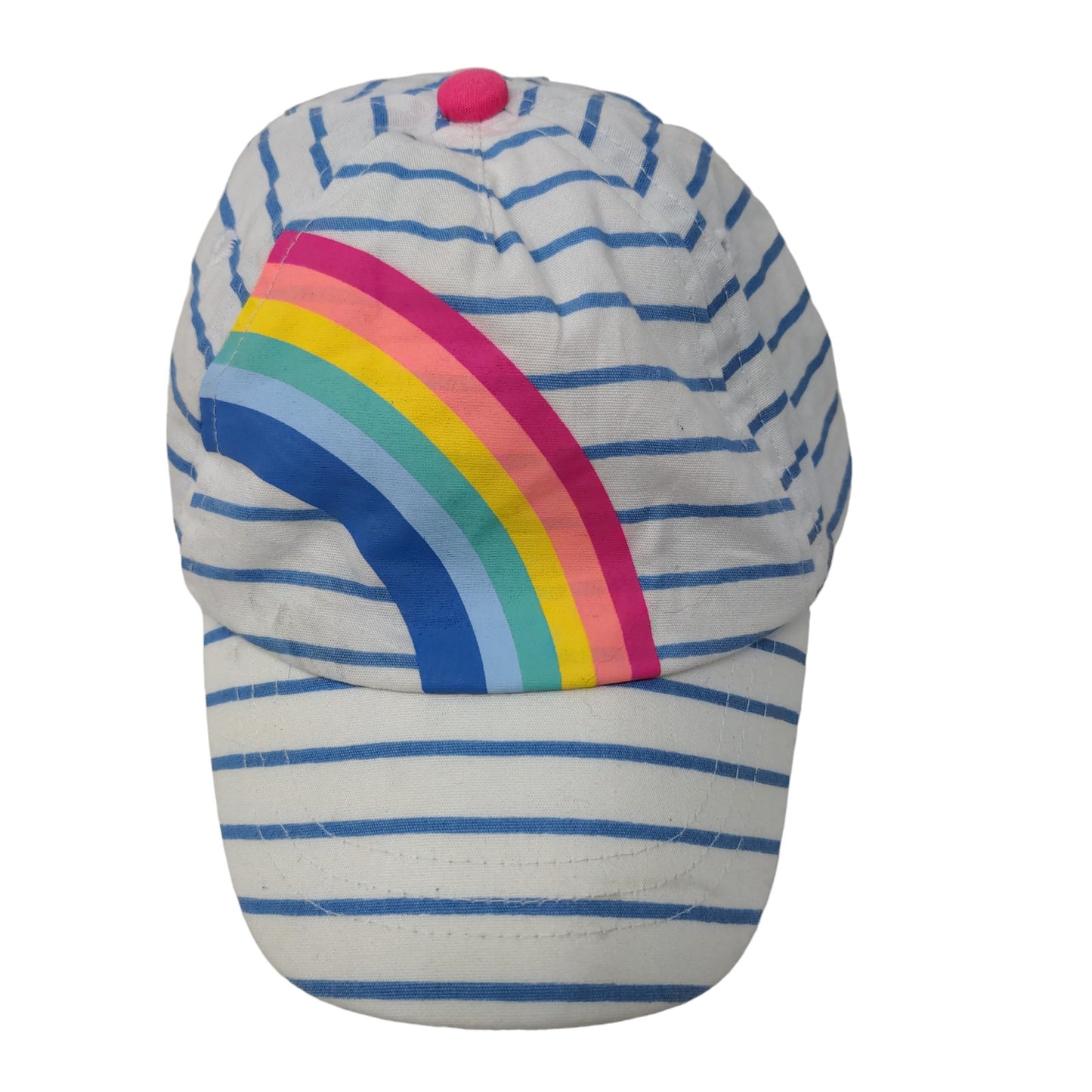 Unbranded Boy's Stretchy Hat Blue White Striped 100% Cotton Rainbow