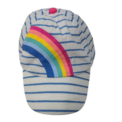 Unbranded Boy's Stretchy Hat Blue White Striped 100% Cotton Rainbow