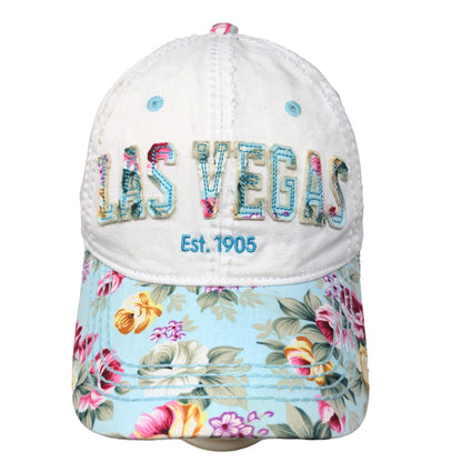 Robin Ruth Women's Strapback Hat White Blue Embroidered Las Vegas Logo