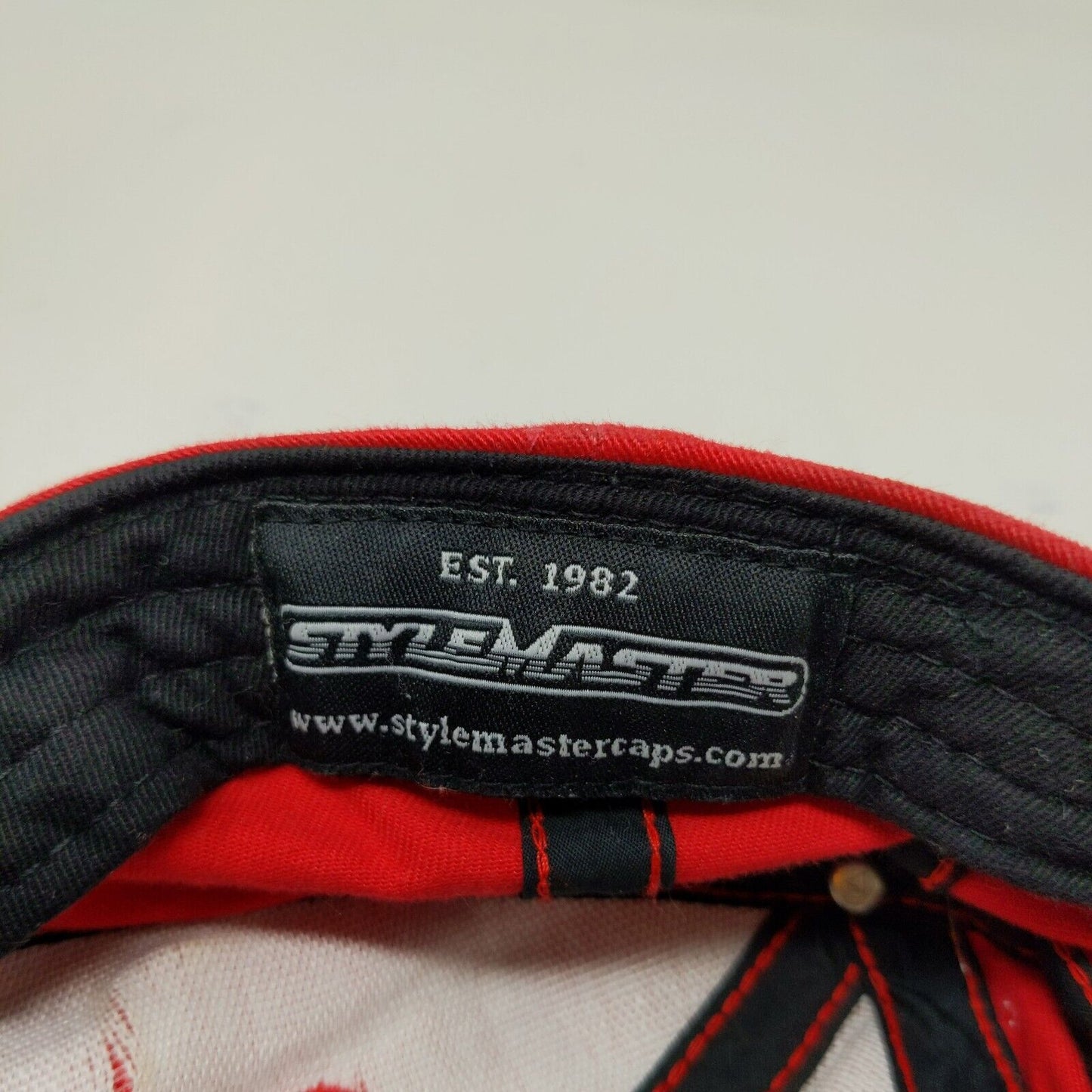 Stylemaster Strapback Hat Jim Beam Racing Red Black OSFA Embroidered Logo #7