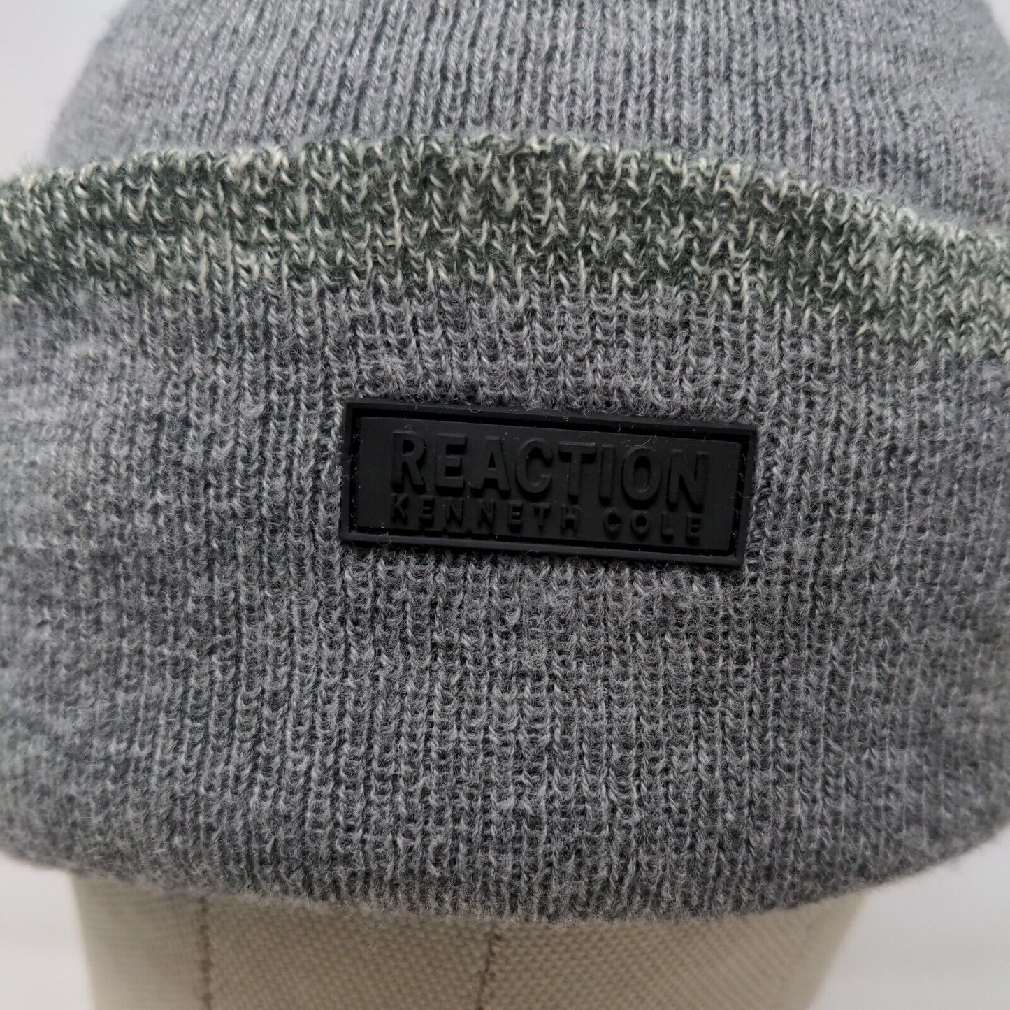 Kenneth Cole Reaction Men's Beanie Hat Gray One Size Patch Logo