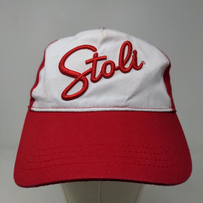 Stoli Vodka Men's Slideback Hat Red White Adjustable Embroidered Big Logo Beer