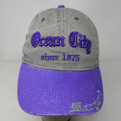 Lucky 7 USA Men's Ocean City Strapback Hat Gray Purple Embroidered Logo Maryland