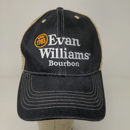 Evan Williams Bourbon Men's Mesh Back Snapback Hat Black Tan Adjustable Logo