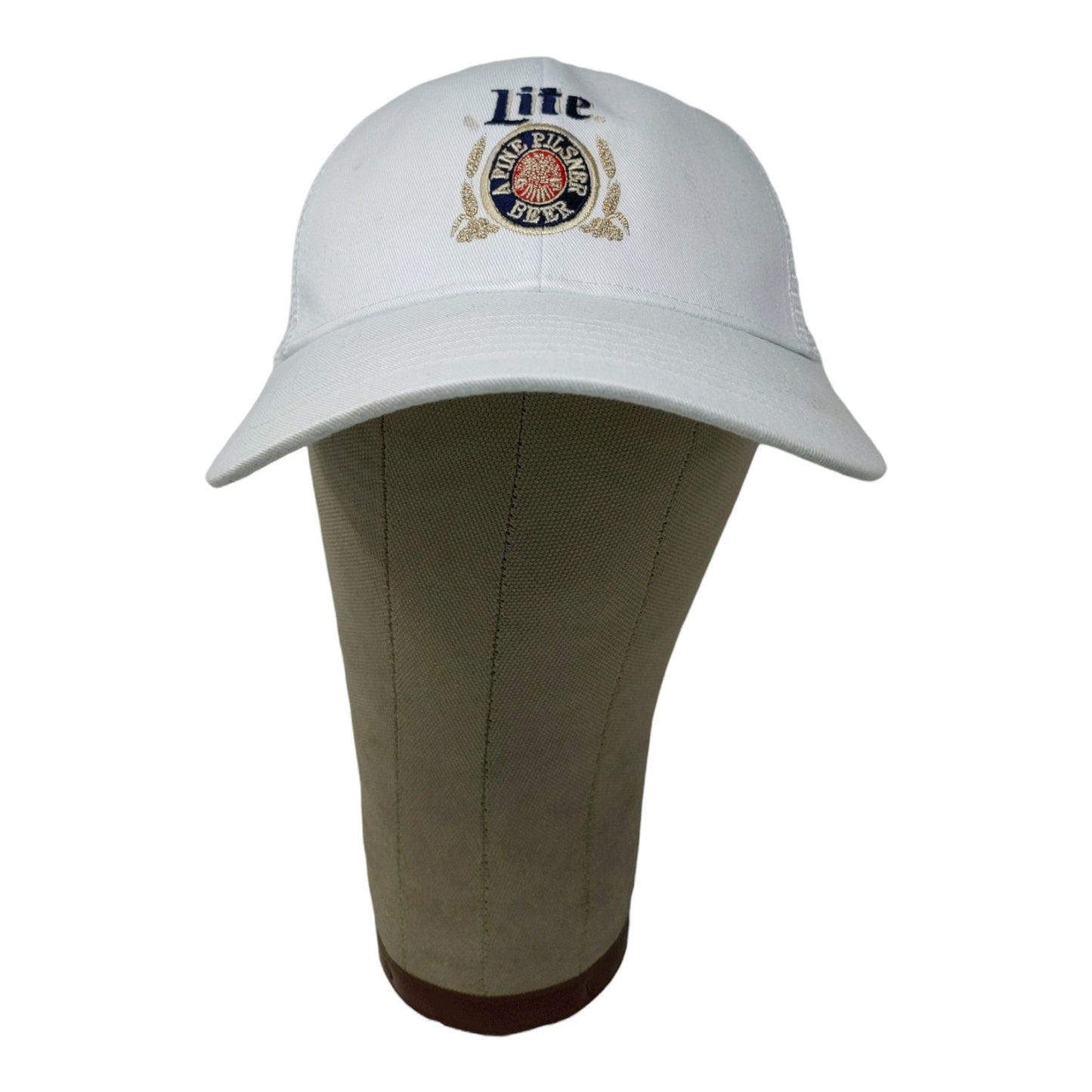 2014 Miller Lite Snapback Meshback Hat A Fine Pilsner Beer White Embroidered