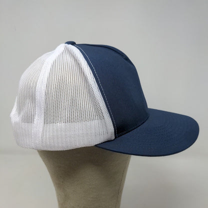 Unbranded Men's Mesh Back Snapback Hat Blue White Embroidered FI2 Logo