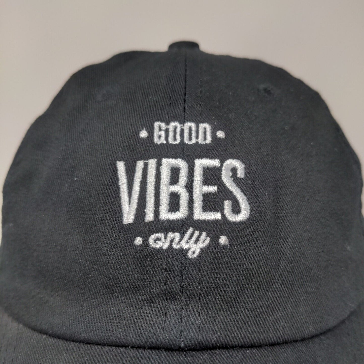 Good Vibes Only Men's Slideback Hat Black Adjustable Embroidered Logo