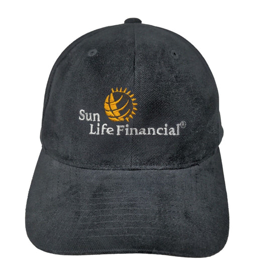 Yupoong Men's Strapback Hat Black Adjustable Embroidered Sun Life Financial Logo