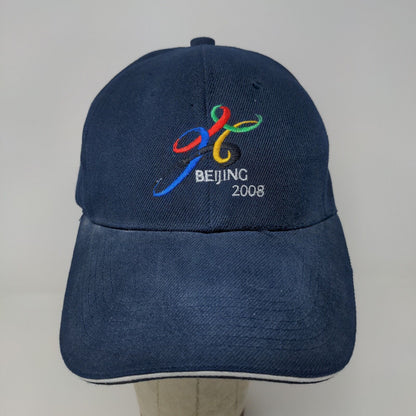 Beijing Olympics 2008 Slideback Hat Blue Adjustable Embroidered Logo