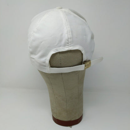 VINTAGE General Motors Hat White Strap Back Cap Trucker Patch Logo UAW GM 80s