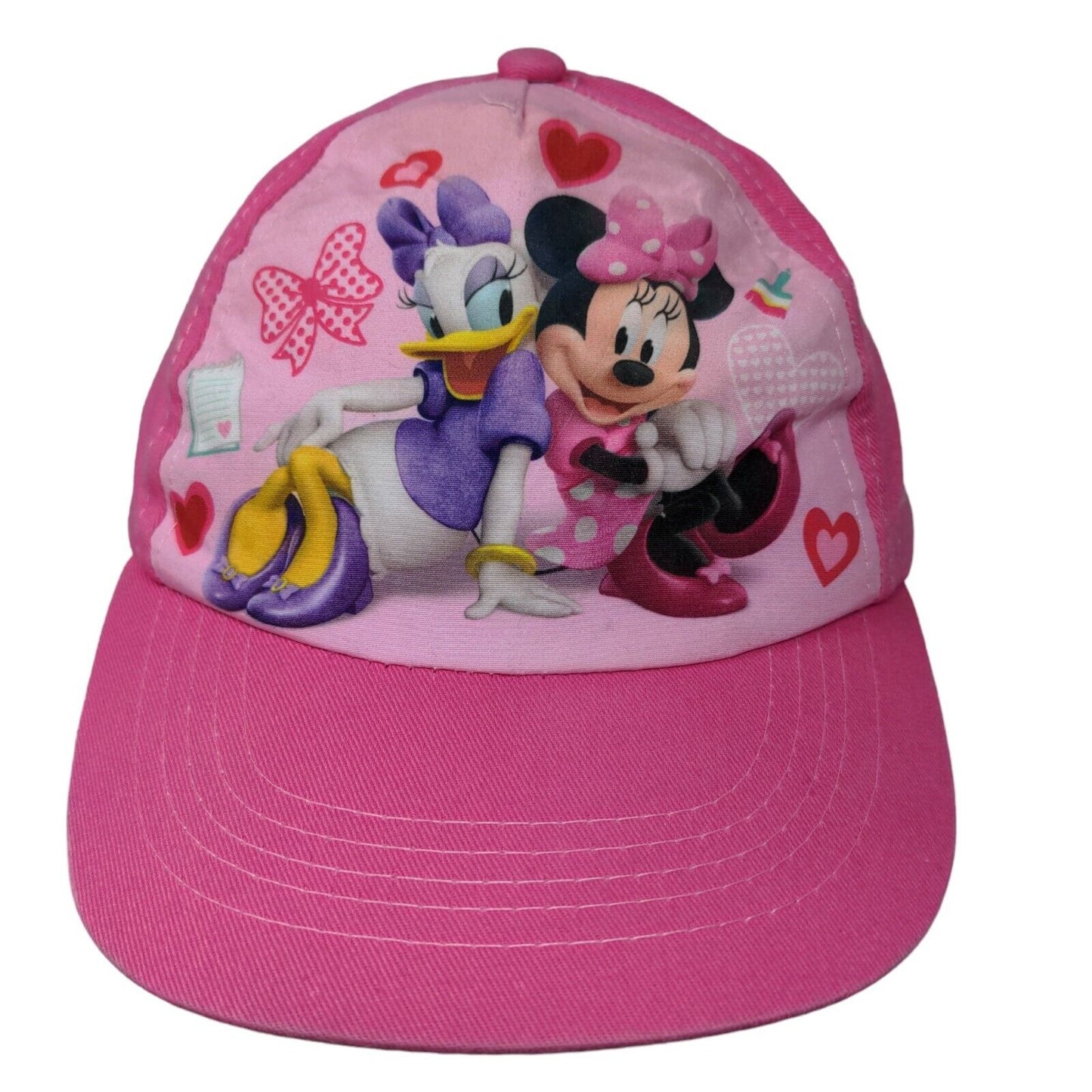 Disney Girl's Strapback Hat Pink Size OS Graphic Daisy Duck Minnie Mouse Logo