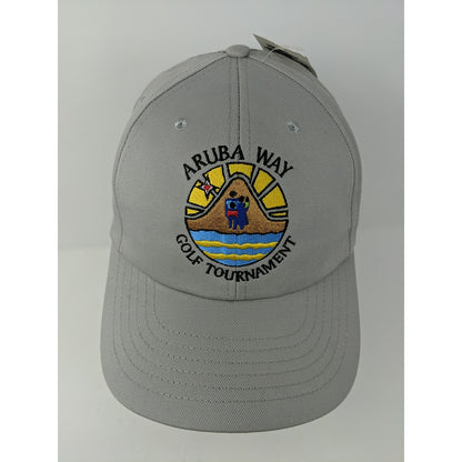 Rare SAMPLE Mens Aruba Way Golf Tournament Hat Gray Mesh Back Strapback