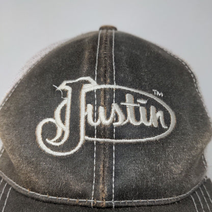 Justin Men's Strapback Mesh Back Hat Brown White Embroidered Logo