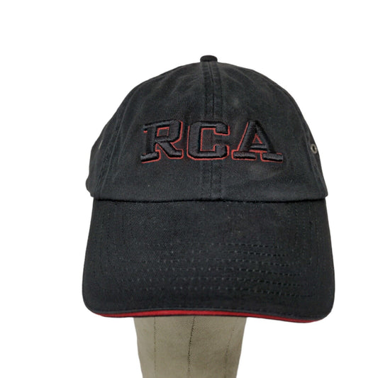 RCA Embroidered Strapback Hat Cap Black Red Accents 100% Cotton