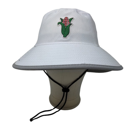 New Era Men's Sun Hat Wide Brim White Size L/XL 3D Flower Logo 100% Polyester