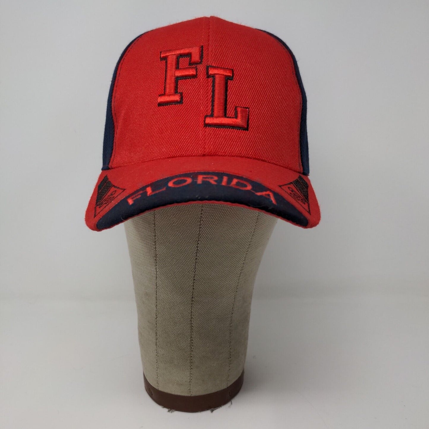 FL Florida Strapback Hat Red Blue Embroidered Logo Adjustable Vacation Tourist