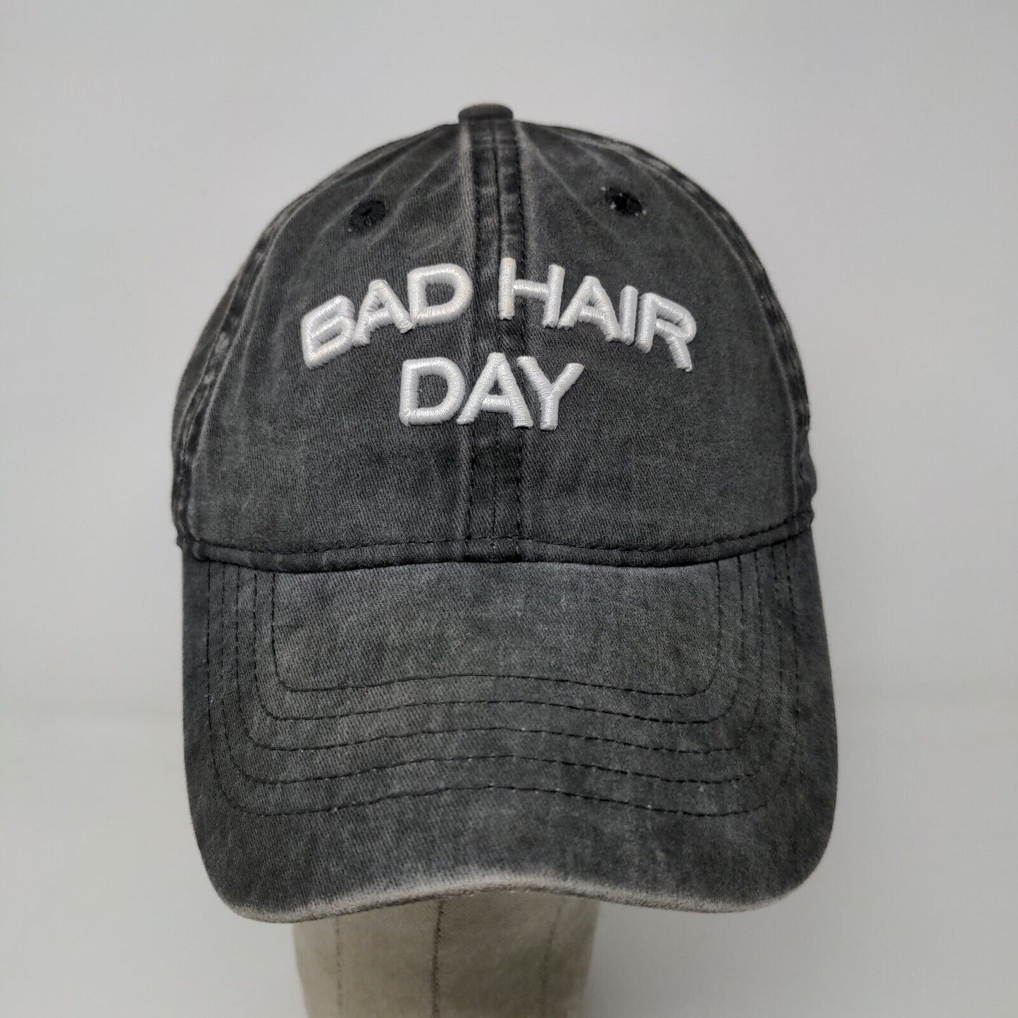 Bad Hair Day Slideback Hat Black Adjustable Embroidered Logo