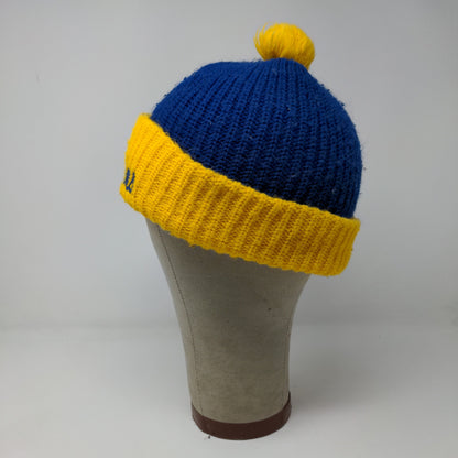 UCLA Bruins Beanie Hat Embroidered Logo Blue Yellow Pom Pom Knit