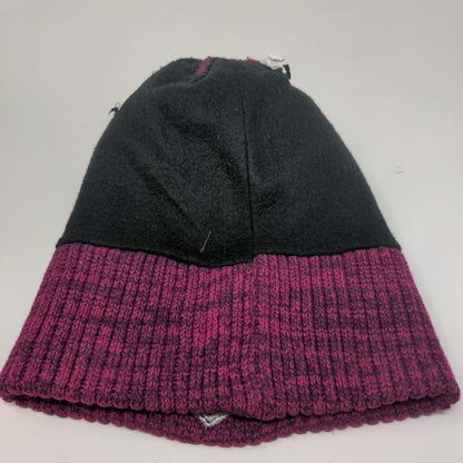 Unbranded Women's Knit Beanie Hat Pink Marled Acrylic Embroidered Logo