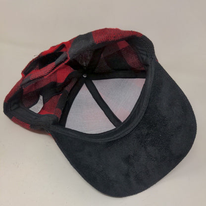 Unbranded Men's Buffalo Plaid Strapback Hat Black Red Adjustable Blank