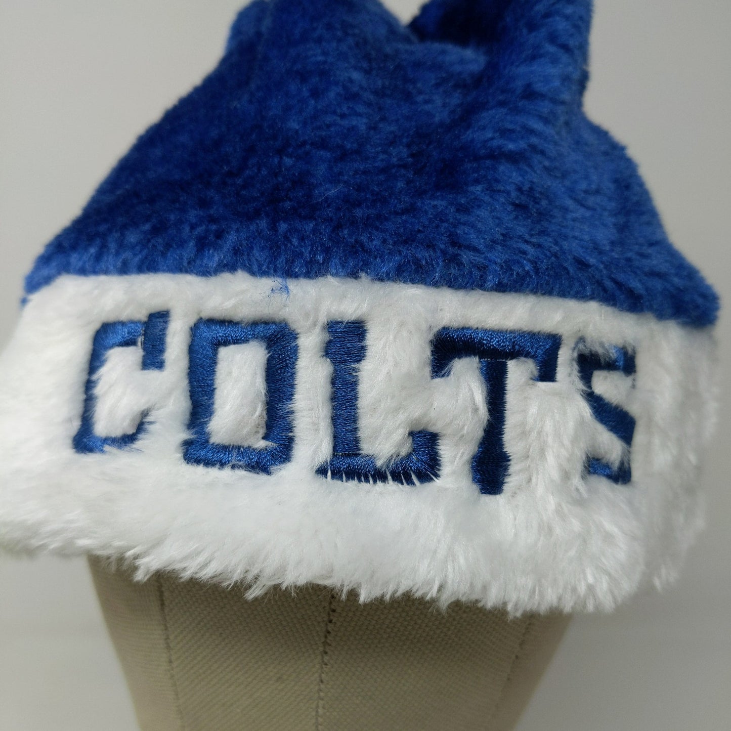 NFL Official Indianapolis Colts Santa Hat Soft Fuzzy Embroidered Blue & White