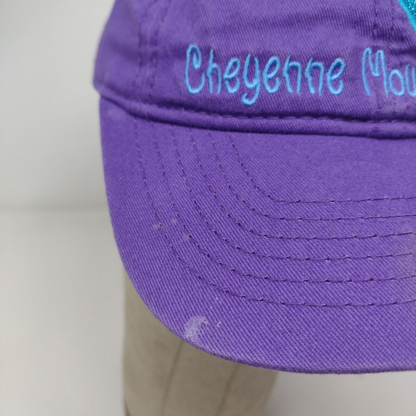 Cheyenne Mountain Zoo Strapback Hat Purple Embroidered Hearts Logo