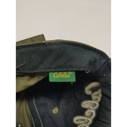Cabelas Camo Slideback Hat OSFM Thick Embroidered Logo Cap Green Brown