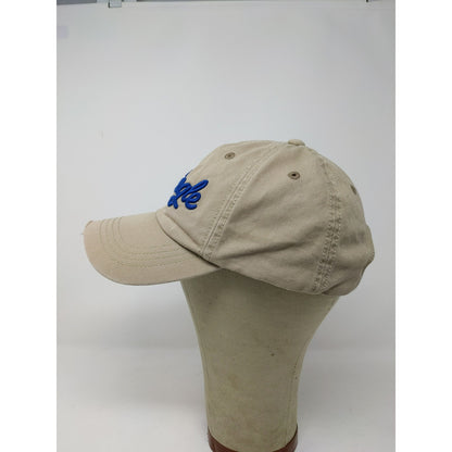 American Eagle AmEagle Slideback Hat One Size Tan Blue Embroidered Text