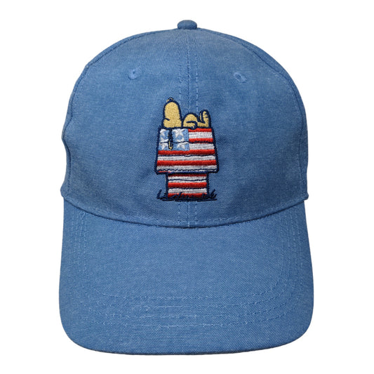 Peanuts Men's Strapback Hat Blue OSFM Embroidered Snoopy Logo Patriotic