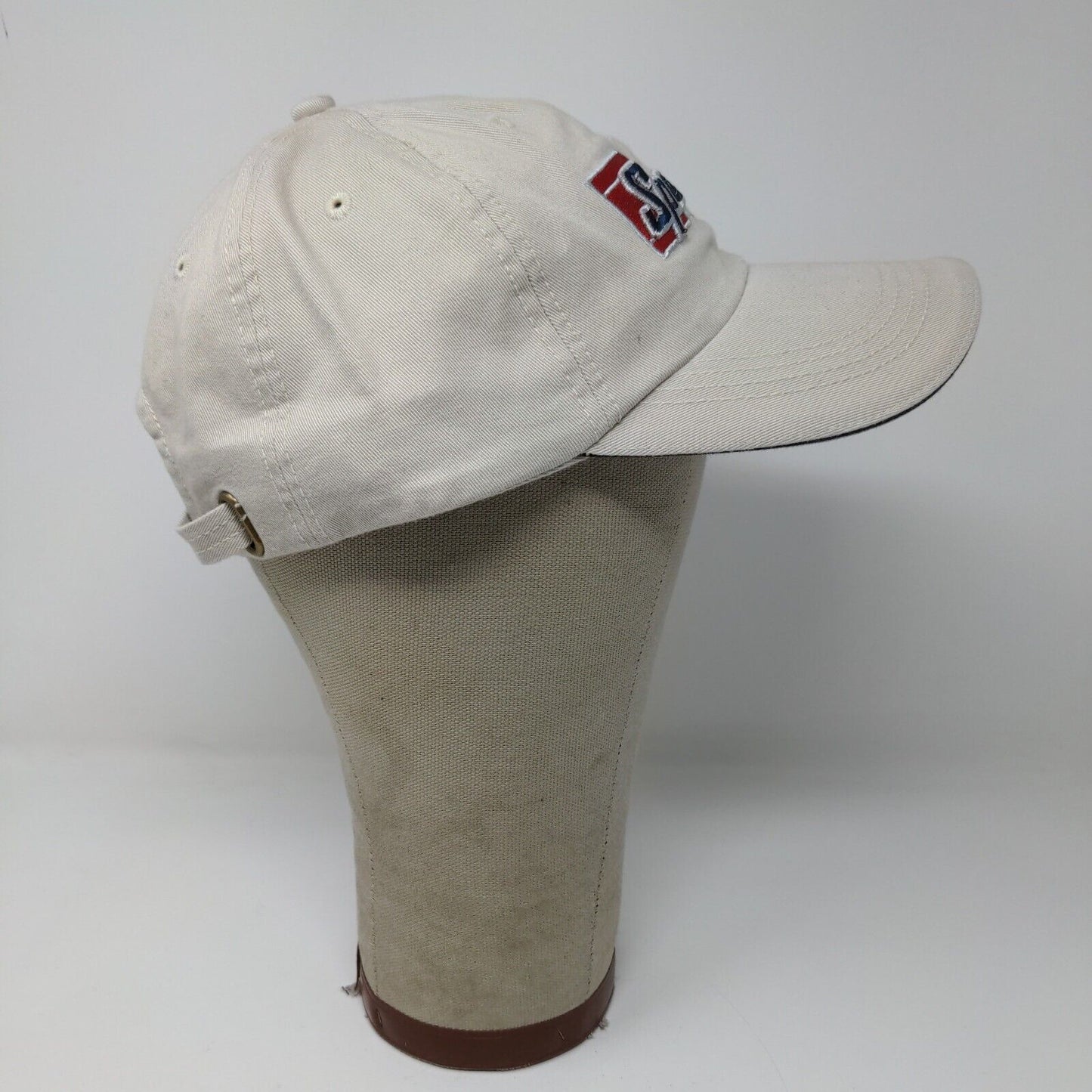 Speedline Athletic Wear Cream Strap Back Hat Cap Embroidered Logo Adjustable