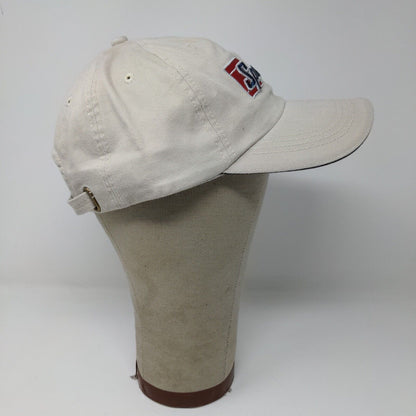 Speedline Athletic Wear Cream Strap Back Hat Cap Embroidered Logo Adjustable