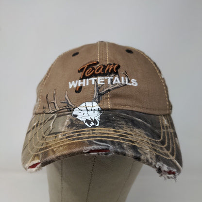 Whitetails Unlimited Men's Brown Camo OSFA Strapback Hat Graphic Skull Logo