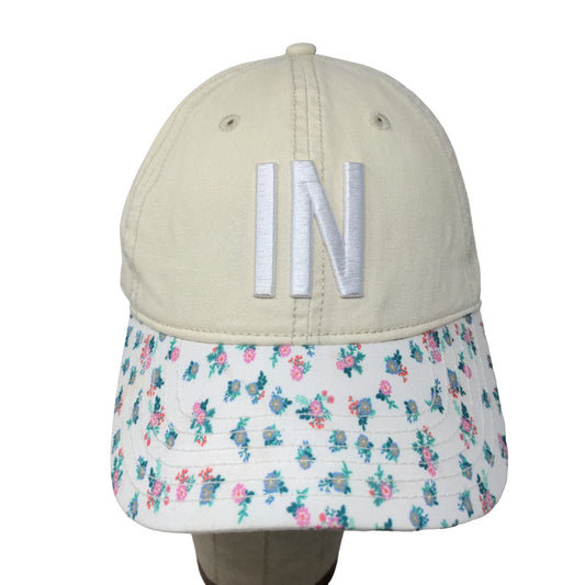 Home Free Womens IN Indiana Slideback Hat Cap Cream OSFM Embroidered Logo