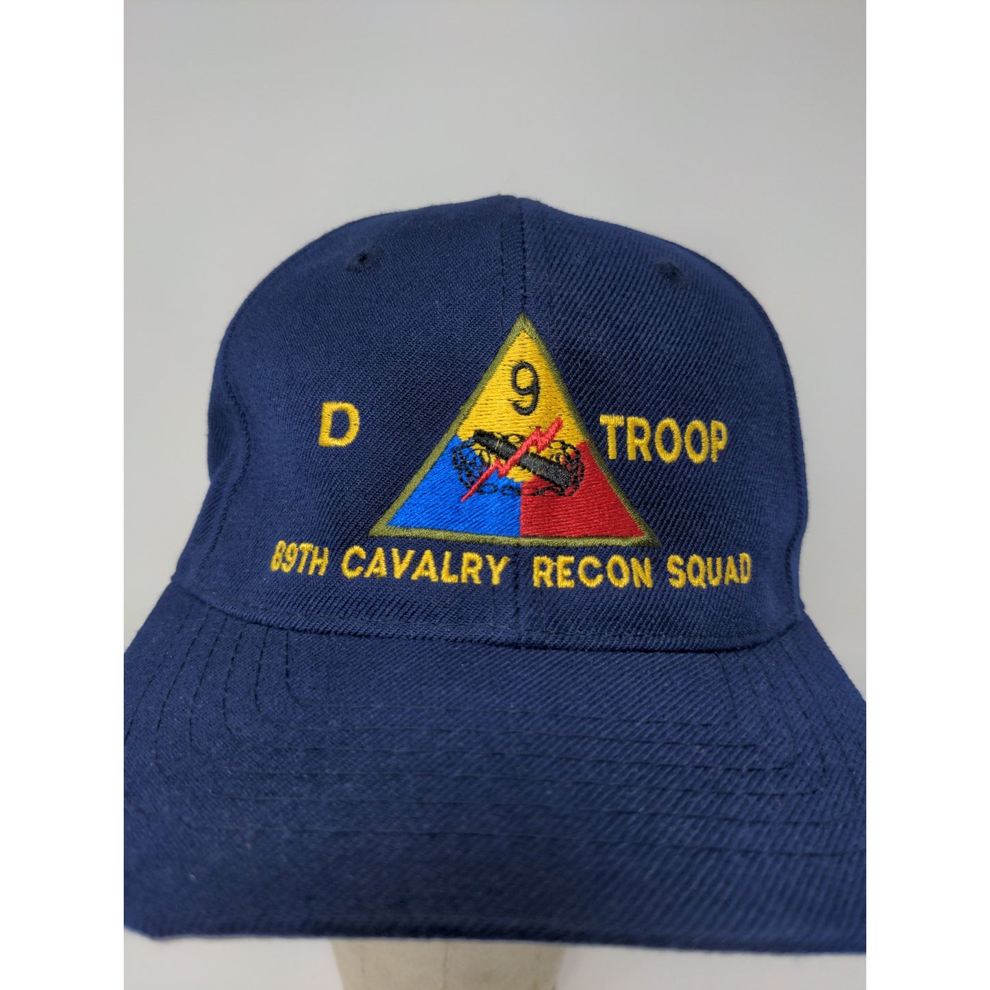 89th Cavalry Recon Squad D Troop Fitted Hat Size 7 1/4 Blue Embroidered Logo