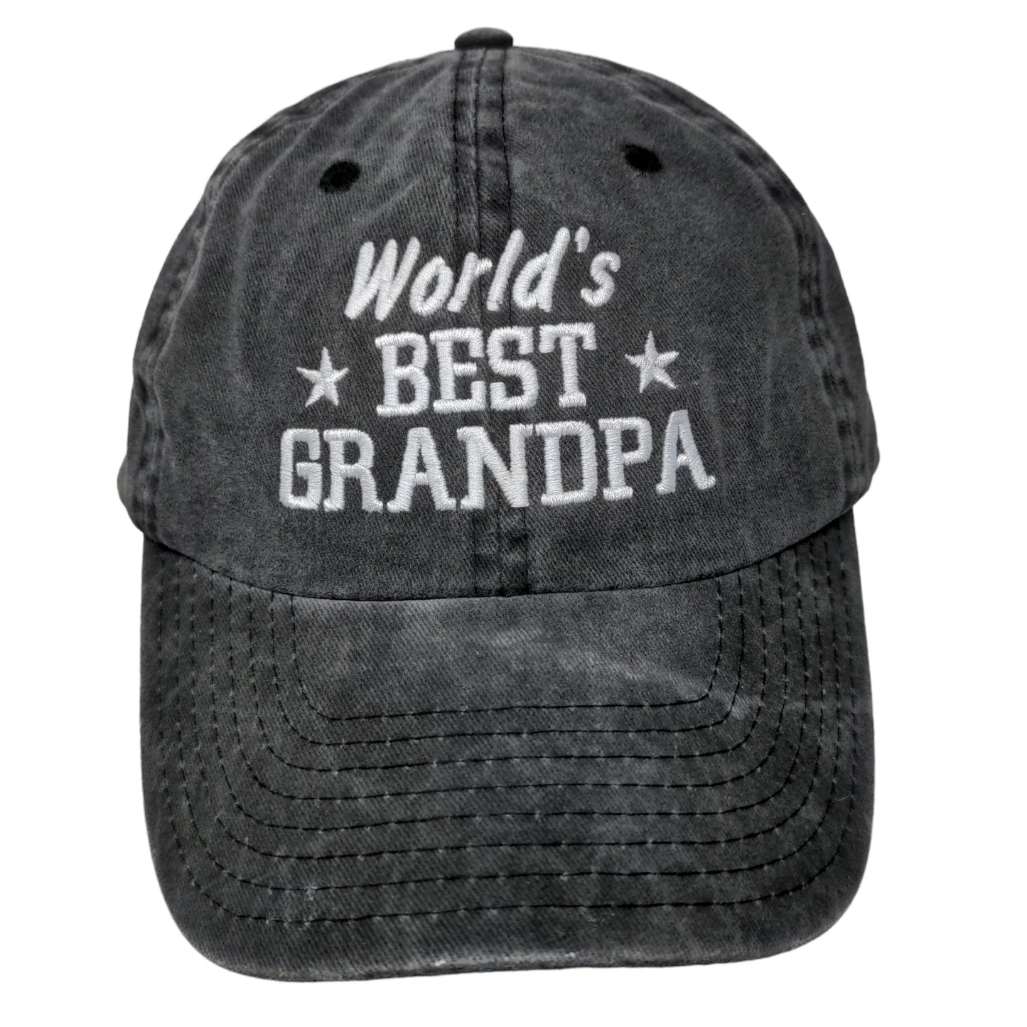 Dalix Men's Slideback Hat Gray Adjustable Embroidered World's Best Grandpa Logo