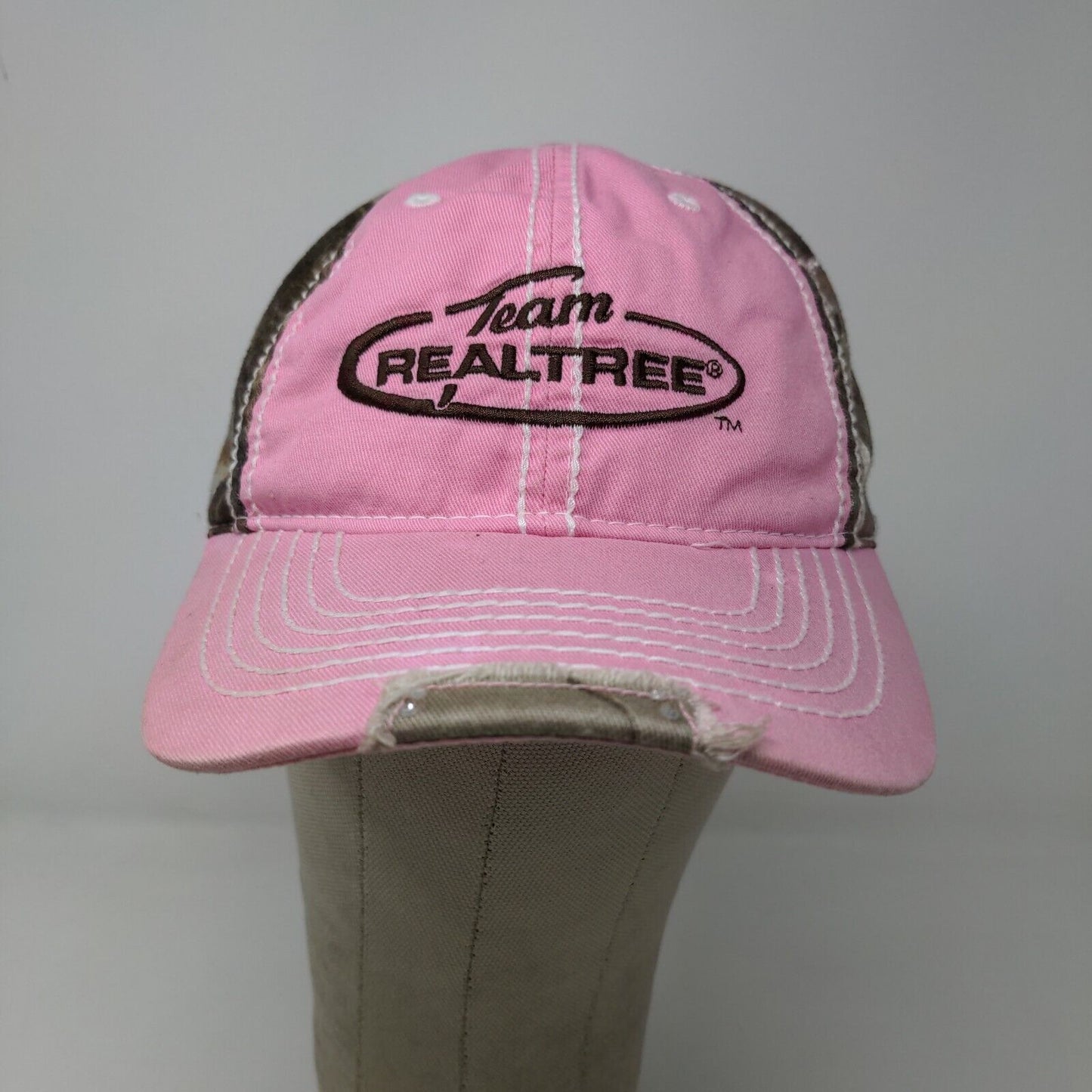 Team Realtree Women's Strapback Hat Pink Camo OSFA Embroidered Logo