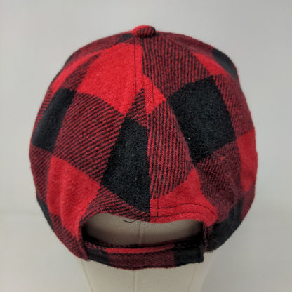 Unbranded Men's Buffalo Plaid Strapback Hat Black Red Adjustable Blank