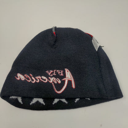 Patriotic Fly America Beanie Hat Red White Blue Stars Embroidered Spell Out