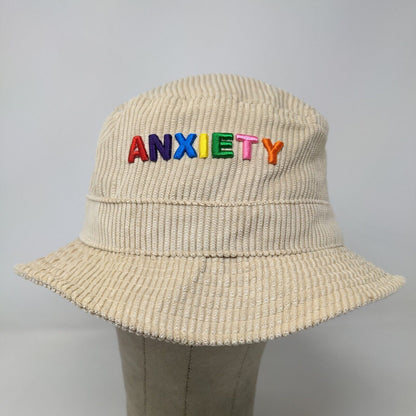 Spencer's Gifts Womens Bucket Hat Tan One Size Ribbed Polyester Embroidered Logo