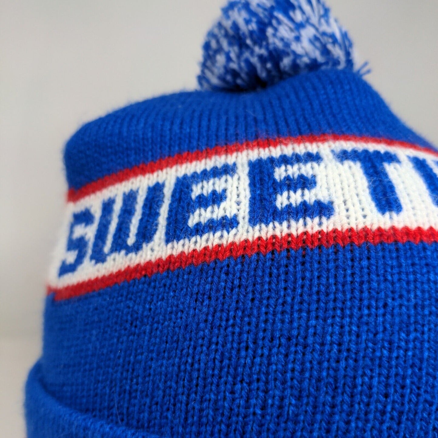 Cap America Men's Knit Beanie Hat Cap Blue Sweetwater Made in USA Pom Pom