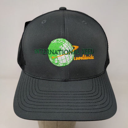 International Feed Men's Mesh Back Snapback Hat Black Embroidered Logo W/Tags
