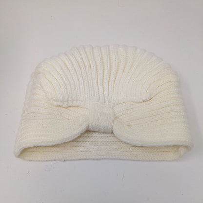 Knit Bonbons Soft Womens Hat Cream 100% Acrylic Knotted Cap Logo