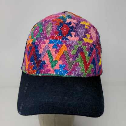 Unbranded Colorful Embroidered Strapback Hat Blue Adjustable Rainbow