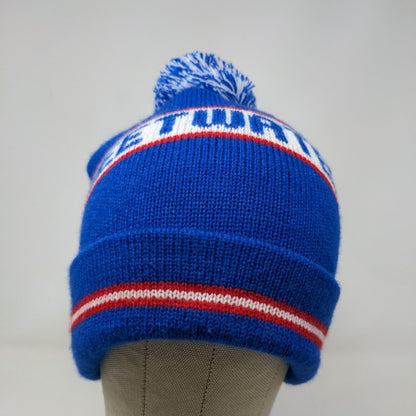 Cap America Men's Knit Beanie Hat Cap Blue Sweetwater Made in USA Pom Pom