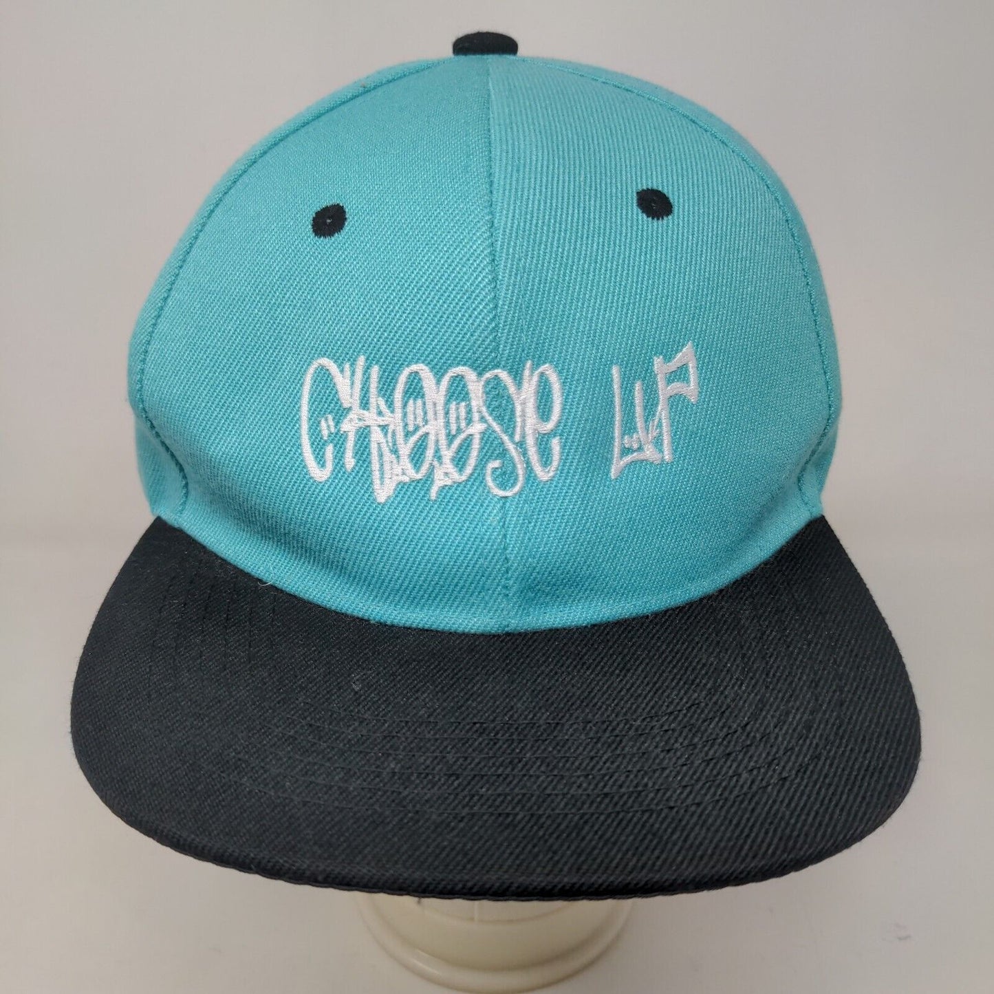 Unbranded Men's Snapback Hat Blue Black Flat Bill OSFA Embroidered Choose Up